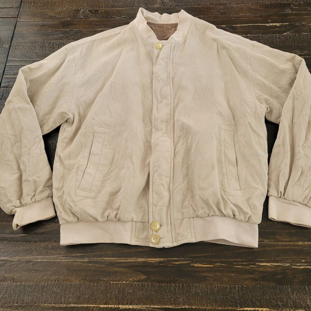 Vintage Tulliano Silk Lightweight Bomber Jacket Blouson Retro Style Mens Medium - Picture 3 of 7